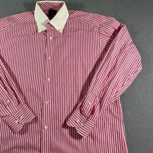 Tailorbyrd Shirt Large Multi Stripe Check Flip Button Up Long Sleeve Mens Preppy